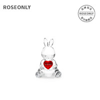ROSEONLY 诺誓 玫瑰家居心爱系列水晶兔熊礼盒摆件送女友生日情人节礼物 水晶兔