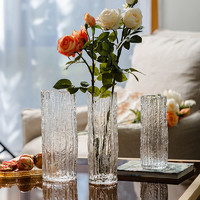 JUHAN 掬涵 花瓶擺件客廳插花玻璃透明輕奢高級感水養百合玫瑰水培鮮花專用高