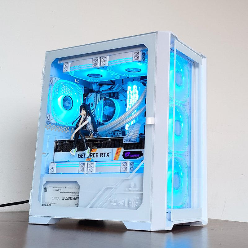 玩嘉 WJCOOLMAN绝尘玩家白游戏办公防尘电脑机箱玻璃侧透M-ATX主板240水冷