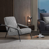 家装季、PLUS会员：KUKa 顾家家居 现代轻奢科技布沙发椅XJ 2045 千鸟格靠背椅