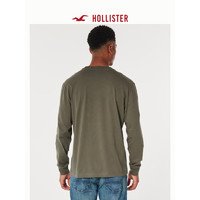 HOLLISTER美式宽松圆领长袖印花LogoT恤 男 329569-1 橄榄绿 M