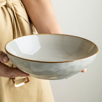 悠瓷（youcci）烟波特色水纹8.5英寸菜碗家用陶瓷大碗加厚汤碗面碗复古沙拉碗 烟波系列-8.5英寸菜碗-水纹银灰