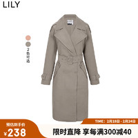 LILY春女装复古英伦风设计感长款风衣外套 702浅米咖 M