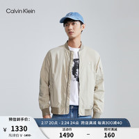 Calvin Klein Jeans春秋男士简约刺绣方标休闲棒球领飞行员单夹克J323578 PED-奶咖色 L