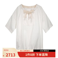吉尔·桑达（Jil Sander）女装蝴蝶结细节上衣圆领短袖T恤 J40GU0111-J20148 白色 S
