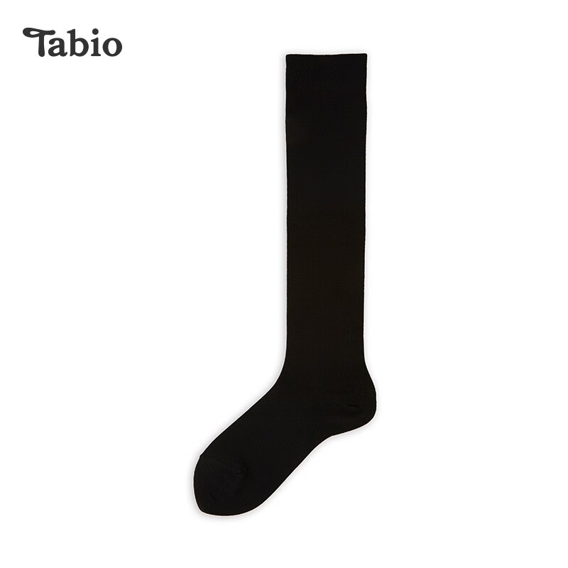 TabioTabio小腿袜女含蚕丝轻柔面料防滑黑色袜子女袜高筒袜女士长袜 黑色 22-24cm