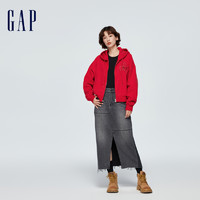 Gap 盖璞 女装2024龙年新春LOGO刺绣宽松连帽衫新年舒适红色卫衣433672