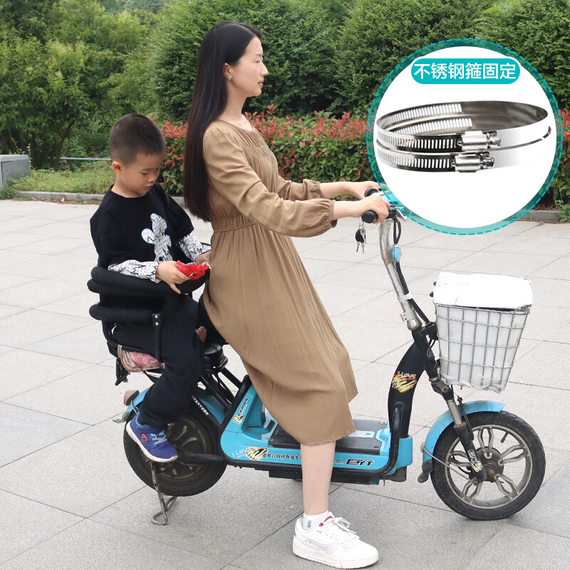 奥塞奇（osagie） E13电动车后置儿童座椅加厚坐垫护栏可打开电动自行车后置宝宝椅 电动车后置座椅