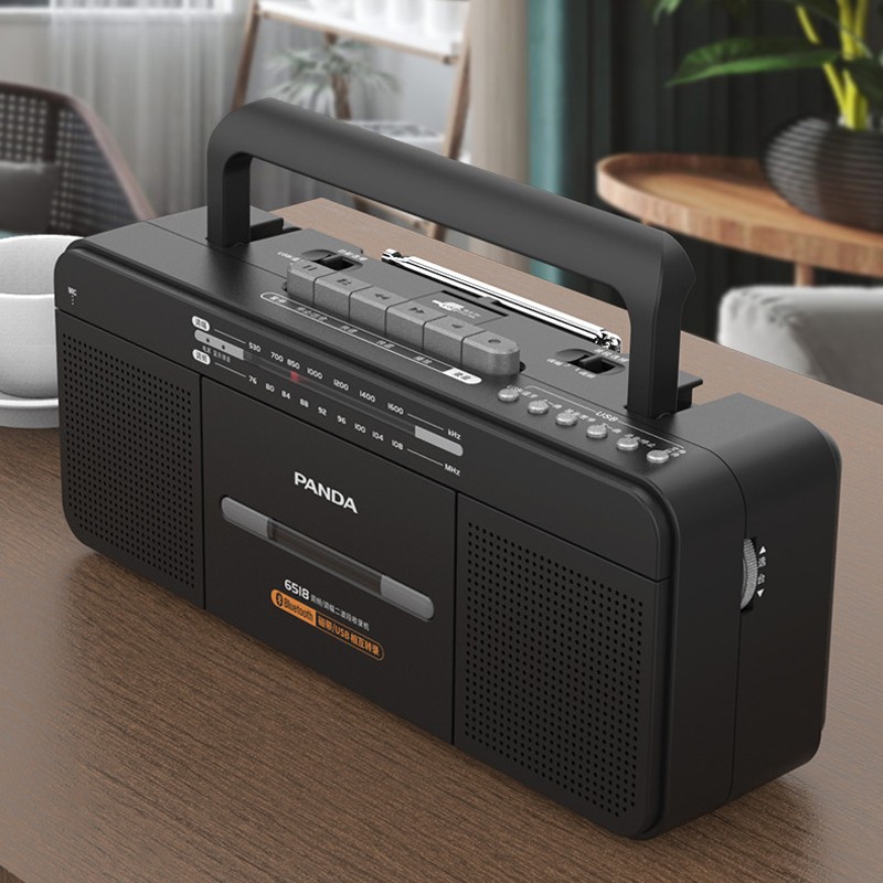 熊猫（PANDA） 6518蓝牙磁带机便携收录机台式收音机转录播放机插卡播放器老式复古卡带录音机教学 标配【含电源线】+16GU盘（含学习资源）
