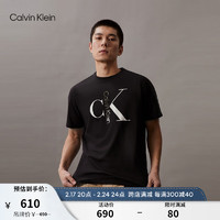 卡尔文·克莱恩 Calvin Klein Jeans24春夏男士休闲通勤经典字母印花纯棉短袖T恤40KC829 BAE-太空黑 L