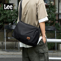 Lee斜挎包款包包秋冬男士单肩包上课通勤大容量黑色邮差包