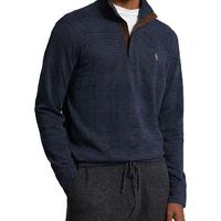 Cotton Blend Double Knit Quarter Zip Mock Neck Sweater