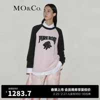 MO&Co.2024春绵羊毛山羊绒混纺美式复古宽松毛衣MBD1SWTT01 冰粉色 M/165