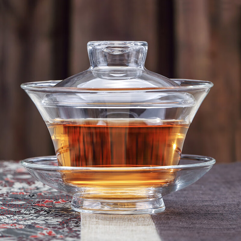 WINTERPALACE/冬宫玻璃透明盖碗茶具三才泡茶茶杯茶盖套装单个耐热茶碗带盖 200ml透明盖碗