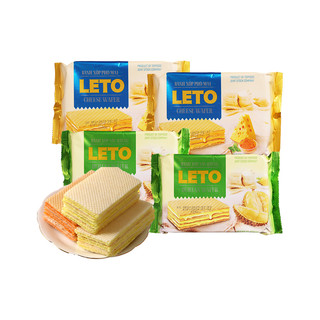 LETO 越南特产进口LETO榴莲味网红豆乳味威化夹心饼干休闲零食