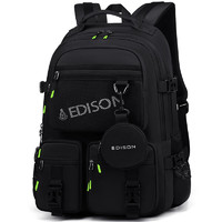 EDISON 爱迪生 高中生书包大容量初中大防泼水双肩包旅行背包 K2272-1黑色