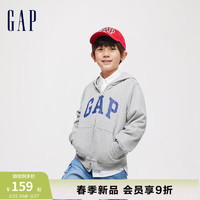 Gap男女童春季2024LOGO经典连帽卫衣拉链开衫外套890300 灰色 150cm(L)
