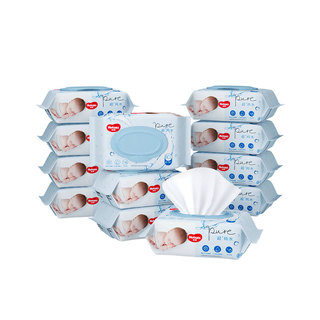 纯水婴儿柔软亲肤80抽*12包手口可用湿巾擦去99%细菌