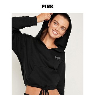 VICTORIA'S SECRET 维密 PINK短款舒适口袋抓绒套头连帽卫衣校园风长袖女