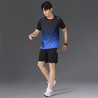 卡梵霖 运动冰丝T恤男速干衣短袖跑步套装夏季薄款衣服篮球羽毛球服