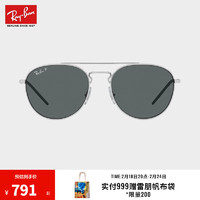 Ray-Ban 雷朋 RayBan） 雷朋太阳镜2023男潘托斯形潮流大框女偏光墨镜0RB3589 925181 银色镜框深灰色偏光镜片 尺寸55