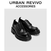 URBAN REVIVO2024春季新款男士商务通勤增高厚底单鞋UAMS40015 黑色 43