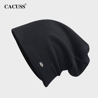 CACUSS 帽子男女士春秋薄款棉包頭套頭帽夏季空調睡覺保暖月子帽產后黑大 黑色大號（適合頭圍59-62CM）