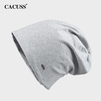 CACUSS 帽子男女士春秋薄款棉包頭套頭帽夏季空調睡覺保暖月子帽產后淺灰