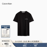 卡尔文·克莱恩 Calvin Klein Jeans24春夏男士休闲通勤撞色字母纯棉净色短袖T恤J324671 BEH-太空黑 XXL