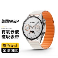 W&P 適用華為手表表帶gt4表帶磁吸硅膠watch3手表雙色液態磁吸表帶