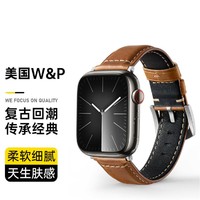 W&P 適用蘋果手表表帶applewatch表帶真皮iwatch手表帶復古油蠟小牛皮