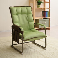 YAMAZEN 老人椅折叠带靠背可调节家用铁艺休闲防摔座椅单人沙发椅午休椅 BTZ-55 草绿色