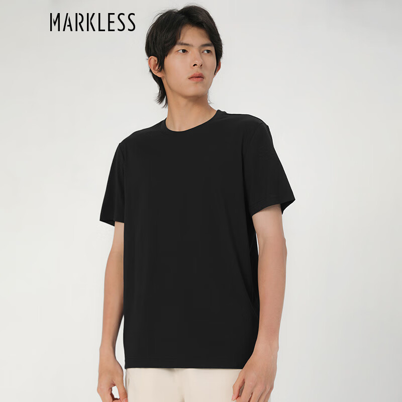 MARKLESS2024夏季短袖男黑科技质感宽松运动T恤男士运动速干上衣TXB3682M 星空黑 M