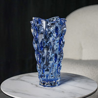 BOHEMIA 捷克進口水晶玻璃 桑巴彩色花瓶北歐擺件高檔輕奢客廳裝飾