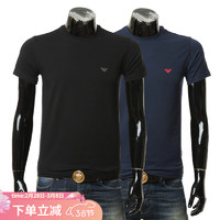 ARMANI/阿玛尼 EA 2件装鹰标修身男士短袖T恤 111267 2R720 黑+深蓝 M