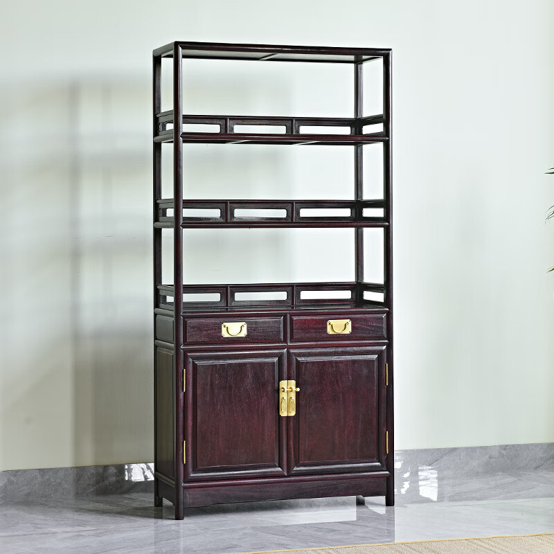 唐煌轩血檀（学名：染料紫檀）书架实木中式书柜组合书房简约陈列置物架休闲品秀亮格柜 单个