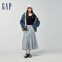 Gap 盖璞 女装2024春季logo抽褶显瘦短款圆领长袖T恤女友T889914