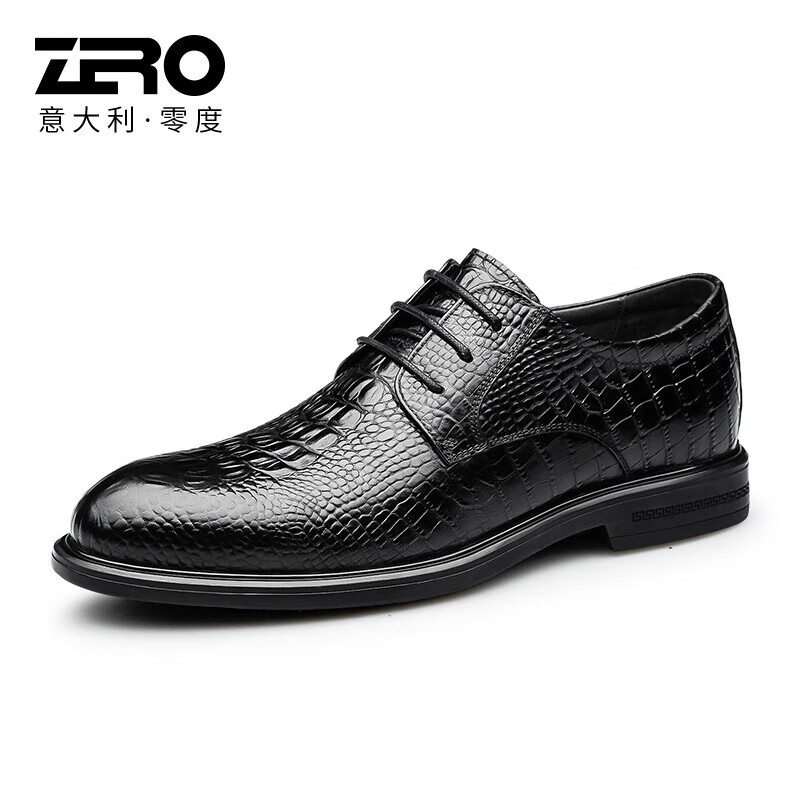 零度【】男士皮鞋商务正装德比鞋职场办公真皮鞋子男-599 B1223679黑色 44