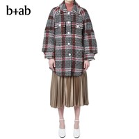 b+ab 女装夹克外套冬季休闲时尚粗毛呢格纹外套W1125I
