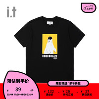 :CHOCOOLATE it 男装短袖t恤新品美式宽松半袖TEU01K BKX/黑色 XL