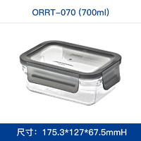 三光云彩 韓國進口鋼化玻璃保鮮盒飯盒微烤兩用烘焙微波爐冰箱收納盒 長方形700ml黑色蓋