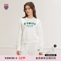 K·SWISS 盖世威（K·SWISS）24年春季针织套头圆领长袖女卫衣休闲显瘦百搭时尚上衣199922 115芡实白 M