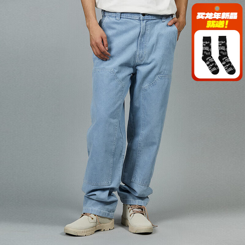 dickies24春夏 廓形版型宽松耐穿双膝设计牛仔长裤DK012979 复古蓝 34