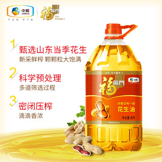 福临门 浓香压榨一级花生油5L*2桶装山东家用食用油gb