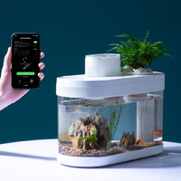 畫法幾何 生態懶人家用魚缸透明金魚缸客廳塑料小型智能桌面自循環