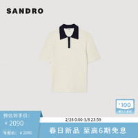 SANDRO2024早春新款男装简约休闲经典撞色POLO短袖T恤SHPTR00542 淡褐色 XS