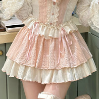 御茶家【春季】奶酪甜莓 芭蕾风套装 粉色甜辣妹公主蛋糕短裙 奶酪甜莓-下裙 S