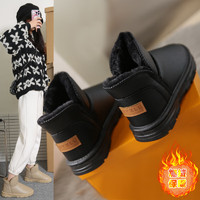 安崉雪地靴女2024年冬季新款加绒加厚保暖休闲棉鞋低筒时尚 黑色 36