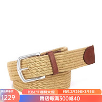 拉夫劳伦（POLO RALPH LAUREN）男士商务休闲穿搭腰带皮革饰边织腰带20385907 Brown L