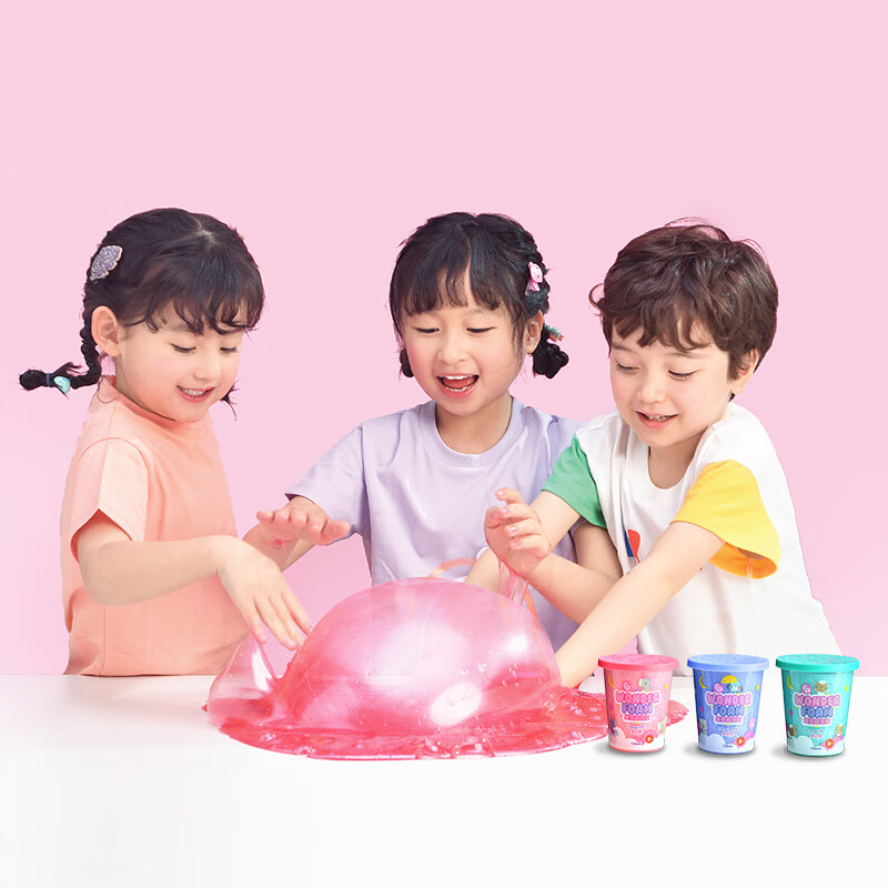 费(Fisher-Price)起泡胶套装史莱姆水晶泥橡皮泥彩泥儿童解压玩具梦幻3瓶装粉蓝紫8550生日礼物礼品送宝宝